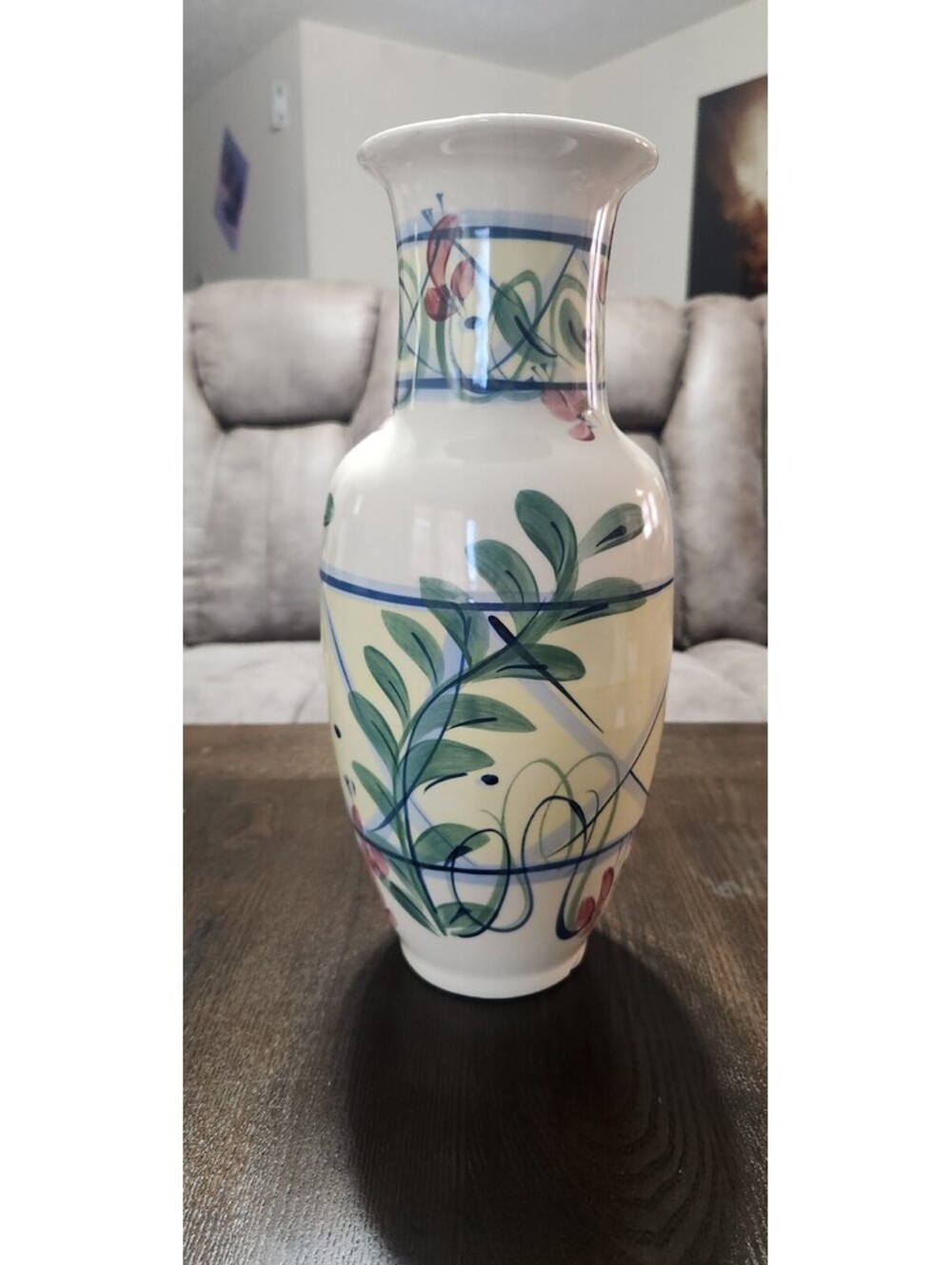 Vintage Gail Pittman "Maypop" 14" Ceramic Vase - Hand Painted Art Pottery